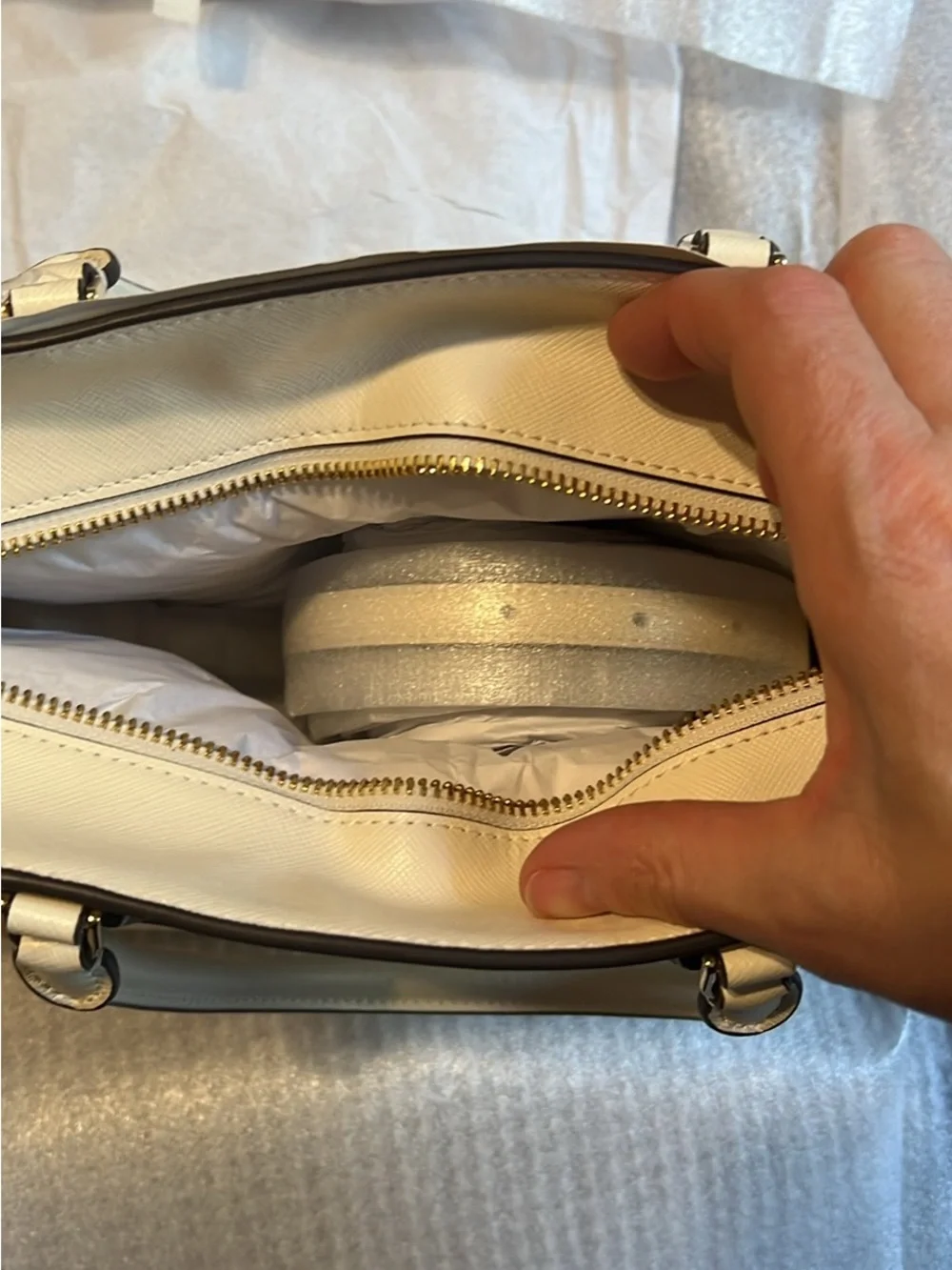 kate spade New York Madison Cream Saffiano Leather Satchel